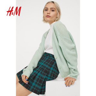 HM女装半身裙冬季女休闲时髦格纹高腰百褶短裙0869379