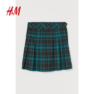 HM女装半身裙冬季女休闲时髦格纹高腰百褶短裙0869379
