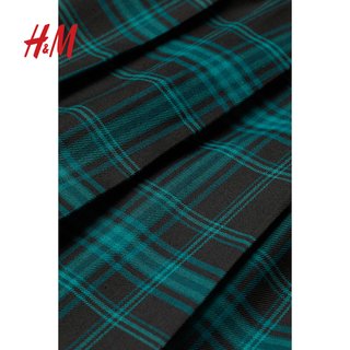 HM女装半身裙冬季女休闲时髦格纹高腰百褶短裙0869379