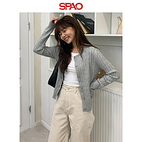 SPAO 韩国同款2024年春季新款女士长袖圆领开衫毛衣SPCKE12W02