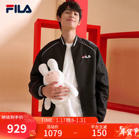 斐乐（FILA）棉服款兔年棒球领长袖夹克外套男女装上衣 正黑色-BK 175/96A/L