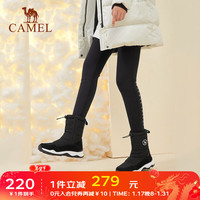 骆驼 CAMEL女鞋雪地靴加绒高帮棉靴保暖短靴 A14303Z6332,黑/白,女款 38