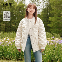 森马 Semir羽绒服女设计感气质潮流圆领宽松流苏外套小香风