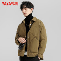 鸭鸭羽绒服 YAYA鸭鸭冬季轻薄羽绒服男短款时尚衬衫领薄款面包服潮流保暖外套男潮