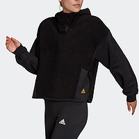 adidas 阿迪达斯 卫衣女装春季加绒保暖运动服连帽防风外套休闲套头衫 GT0147 XS