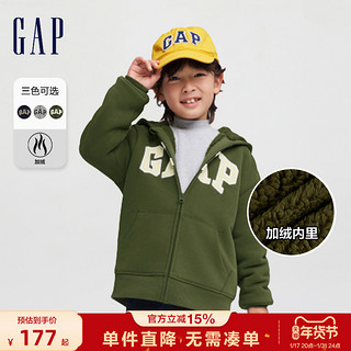 Gap 盖璞 男童秋季LOGO仿羊羔绒保暖运动连帽衫儿童装卫衣785636