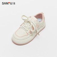 SANFU 三福 低帮板鞋女时尚休闲撞色字母厚底增高小白鞋女821551