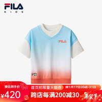 FILA斐乐儿童童装上衣2024春季中大童女童凉爽透气短袖T恤潮 满印一-ZA 165cm