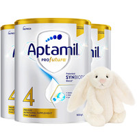 爱他美(Aptamil)白金澳洲版 4段 900g 3罐+Jellycat邦尼兔害羞31cm-乳白色 4段箱装+Jellycat 乳白色