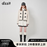 DZZIT地素短款毛呢外套专柜复古风银质风衣链扣女 白色 XS