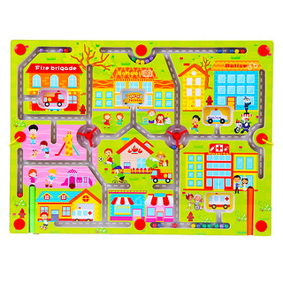 SANGTY 三格田 儿童运笔走珠磁性迷宫城市智力玩具2D魔幻轨道迷宫智力球飞行棋儿童 （大号）快乐小区迷宫