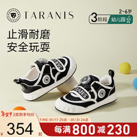 泰兰尼斯男童帆布鞋春季新品旋转钮扣女童休闲鞋轻盈透气幼儿园鞋 黑/白 24码内长15.5cm适合脚长14.5cm