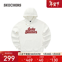 斯凯奇（Skechers）2024冬新年系列男女同款加绒卫衣舒适保暖龙年L124U053 棉花糖白/0074 XL