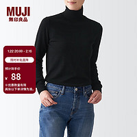 MUJI 無印良品 无印良品 MUJI 女式 天竺 可水洗高领毛衣 BAG05A1A 长袖针织衫 黑色 M