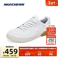 SKECHERS 斯凯奇 男子板鞋纯色学院风小白鞋休闲运动222168 WHT 41.5