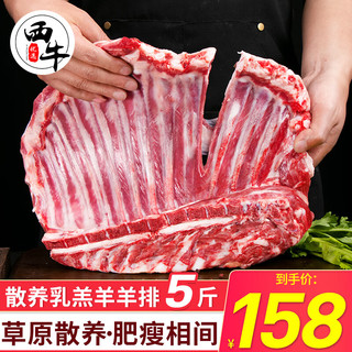西牛优选羊肉生鲜新鲜现杀半只羊套餐羊排蝎子烧烤羊腿肉火锅食材年货礼盒 羊排5斤
