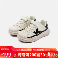Kappa Kids背靠背卡帕秋季低帮鞋子校园儿童小众板鞋休闲鞋冬季童鞋易穿脱 米黑 34码