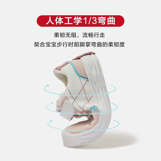 Kappa Kids卡帕童鞋冬季童鞋男童运动鞋子潮流撞色秋季休闲鞋女童板鞋易穿脱 072-米白/粉 25码
