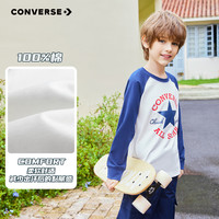 Converse匡威童装男女童纯棉长袖t恤2024春季儿童上衣中大童打底衫潮 藏青蓝 130/64