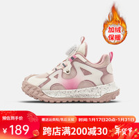Kappa Kids卡帕童鞋儿童运动鞋冬季棉鞋旋钮扣休闲跑步鞋冬季童鞋 粉色 27码 适合脚长约169mm