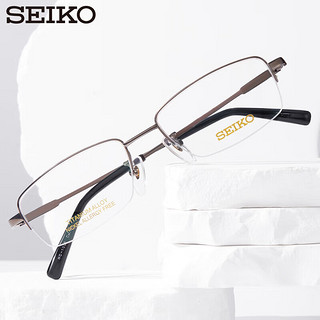 精工(SEIKO)男士商务半框眼镜架钛合金光学眼镜HC1002 155 万新防蓝光1.67 155枪色