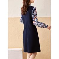 XWI 艺术几何图案拼接中长款连衣裙