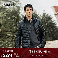 AIGLE艾高ACW22MOUI007男士WR防泼水休时尚鹅绒中量羽绒外套 黑色 AF801 XL(185/100A)