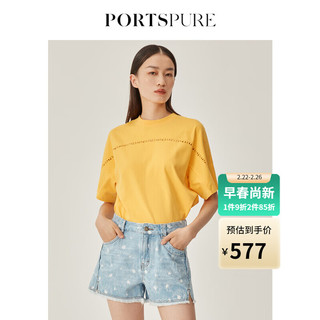 SPURE 速纯 PORTSPURE宝姿春夏女装缝制针织短袖上衣 YELLOW M