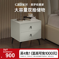 CBD现代轻奢床头柜卧室家具双抽床边储物柜耐磨皮革收纳G022 （冰川灰）床头柜