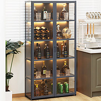 木马人家用酒柜红酒架客厅落地进门玄关柜办公室多功能储物收纳展示柜 【三面透明】五层82长(双门)
