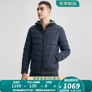 诺帝卡（NAUTICA）男装秋冬防轻溅水休闲羽绒服JE1400 藏青4NV L