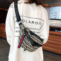 高巴度(GORBADO)小众设计感包包女冬时尚百搭斜挎包女士帆布胸包腰包潮 【字母帆布】胸包