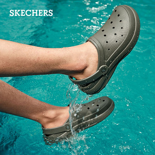 SKECHERS 斯凯奇 男士洞洞鞋海边沙滩凉鞋舒适透气拖鞋轻质泡泡鞋