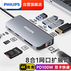 PHILIPS 飞利浦 SWR1602E/93 Type-C 拓展坞 八合一 太空灰