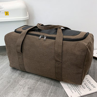 美杜 旅行包行李包大容量高档帆布男士旅行包加大搬家袋长途装托运袋 帆布行李包【咖色】