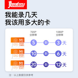 COOL-FISH家用监控内存卡适用于小米/360/萤石云台监控摄像头Fat32高速sd存储卡tf卡 监控内存卡64G