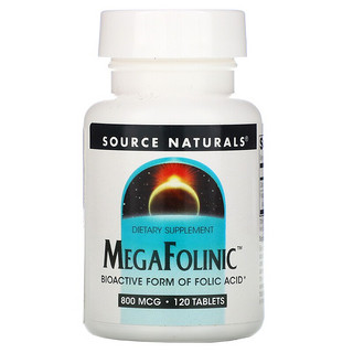 Source Naturals 亚叶酸片 800mcg*120片 孕前备孕促进胎儿脑发育