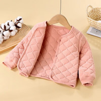 七仔福娃儿童棉服秋冬三层夹棉男女童棉袄保暖校服内搭 棉袄-粉色 110cm