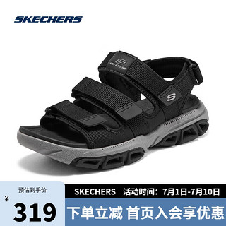 SKECHERS 斯凯奇 男鞋魔术贴凉鞋休闲百搭简约舒适露趾沙滩鞋210444 45