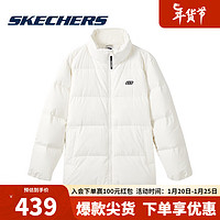 SKECHERS 斯凯奇 男女短款百搭羽绒外套白色休闲运动外套L422U070