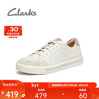 Clarks 其乐 女鞋优跃莫伊系列小白鞋春单鞋休闲百搭复古板鞋平底 白色拼粉色