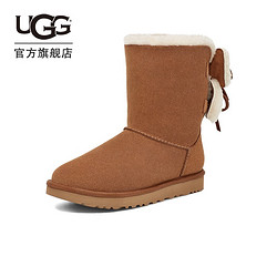 UGG 冬季女士经典靴双蝴蝶结休闲舒适中筒雪地靴 1127131 CHE |  栗色 36