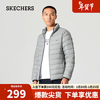 SKECHERS 斯凯奇 男士短款保暖立领羽绒外套P322M045 流星烟灰/02LE XXL