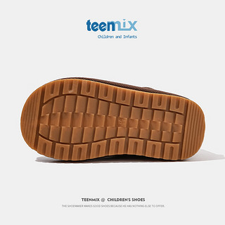 天美意（TEENMIX）天美意儿童雪地靴加绒大棉靴女童韩版短筒靴子保暖鞋 驼色 31码