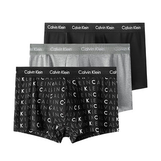 卡尔文·克莱恩 Calvin Klein 男士平角内裤套装 3条装 U2664G 送男友礼物 YKS字母黑灰 L
