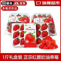 移动端、京东百亿补贴：花蜜果 丹东99红颜奶油草莓新鲜草莓水果礼盒 1斤甄选装 大果