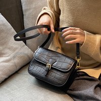 tushky品牌 2024时尚单肩小包包女头层牛皮女包真皮小方包斜挎包 黑色