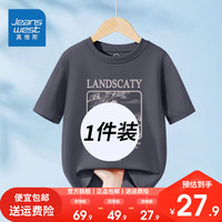 真维斯男童夏季套装中大童百搭纯棉短袖t恤儿童冰丝运动裤两件套 【1件短袖aa】灰ZJL332 110