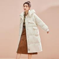 雪中飞 SNOWFLYING【长款廓形】女式羽绒服加厚保暖秋冬户外防寒防风袖口大口袋连帽