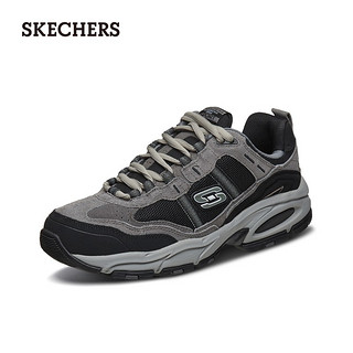 斯凯奇（Skechers）男鞋休闲鞋 潮流复古厚底老爹鞋 运动鞋户外增高鞋51241 炭灰色/黑色/CCBK 41